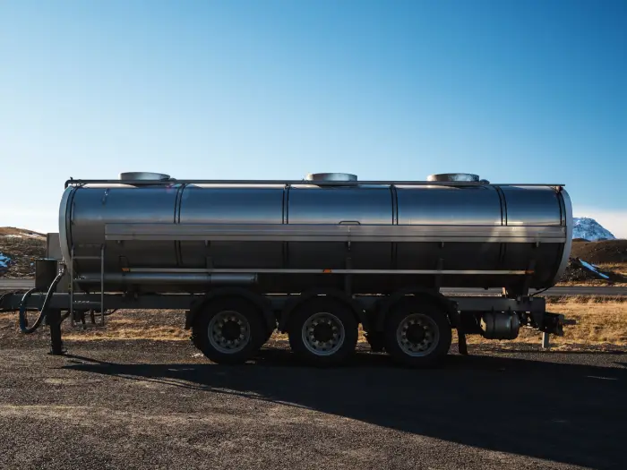 Oil fuel tanker parking on the street